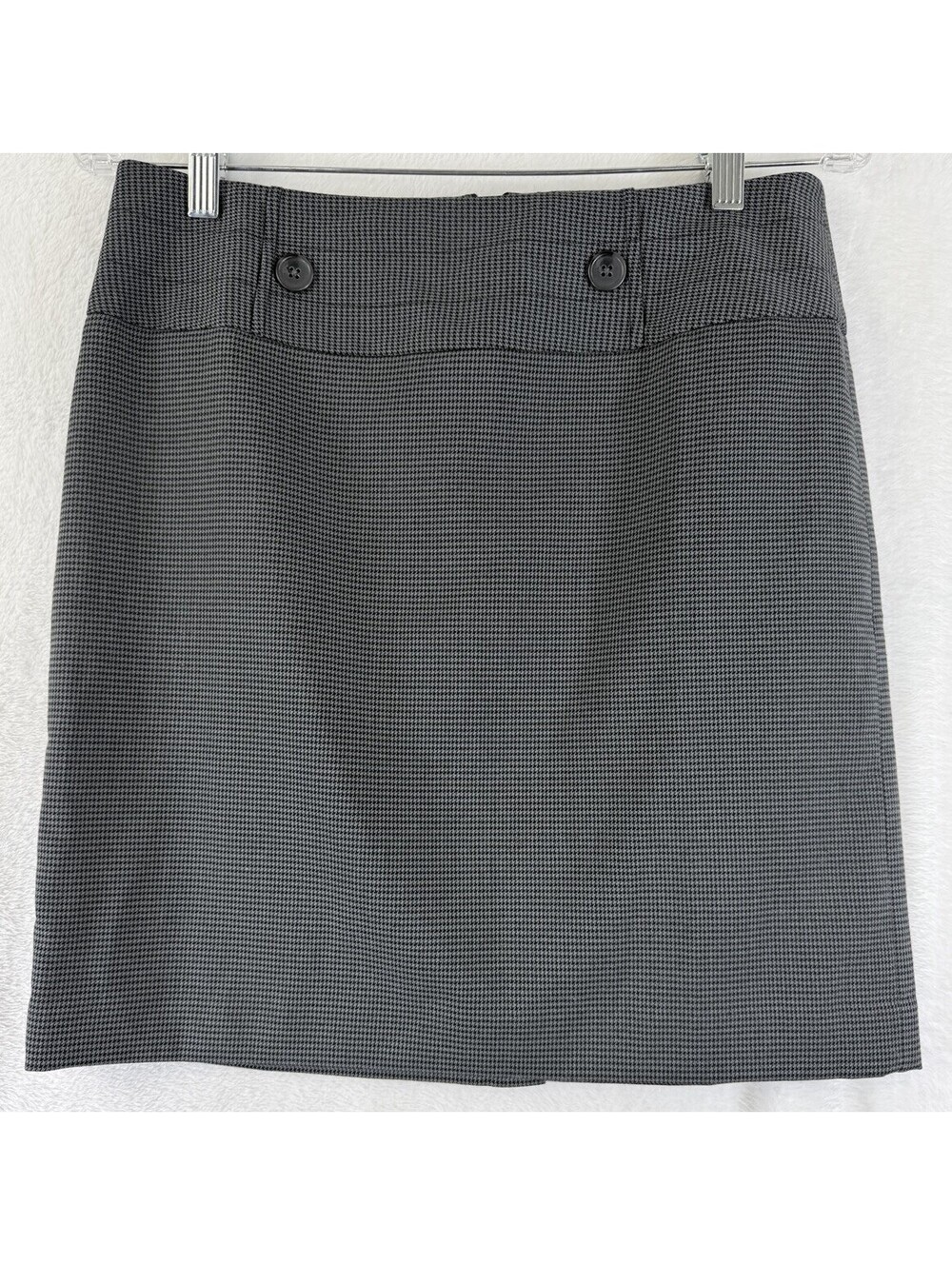 Ann Taylor Loft Skirt 4 Short Gray Black Houndstooth Womens
